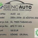 AUDİ A3 EL FREN TABANCASI SÖKME ORJİNAL OEM 8P0711303 A