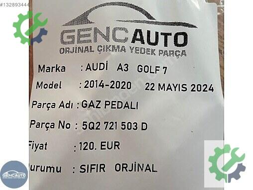 Audi A3 Gaz Pedalı 5Q2721503 çıkma parça