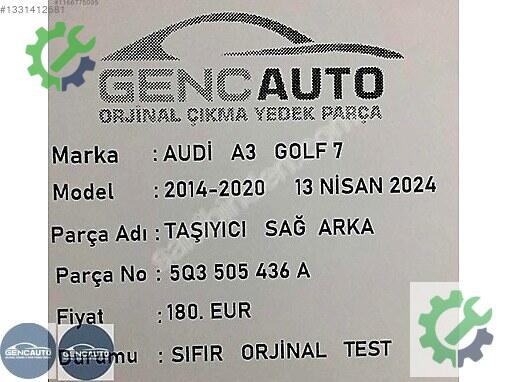 Audi A3 Arka Taşıyıcı 5Q3505436 çıkma parça
