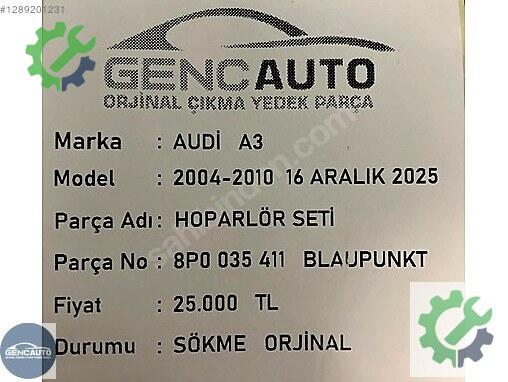 Axton Hoparlör 8P0035411 çıkma parça