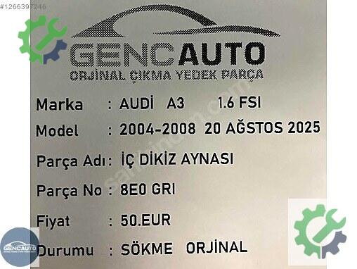 Audi A3 İç Ayna çıkma parça