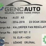 AUDİ A3 KALORİFER FAN REGÜLATÖRÜ SÖKME ORJİNAL OEM 5Q0907521 C