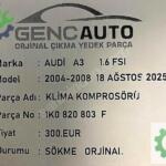 AUDİ A3 KLİMA KOMPROSÖRÜ SÖKME ORJ OEM 1K0820803 F