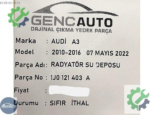 Audi A3 Yedek Su Deposu 1J0121403A çıkma parça