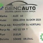 AUDİ A3 RADYATÖR SU HORTUMU SÖKME ORJİNAL 1K0122109 T