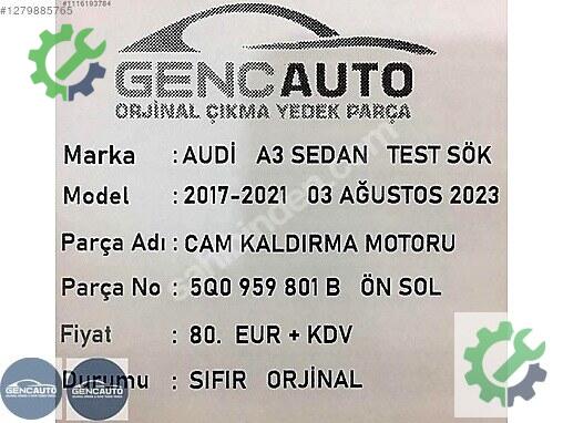 Audi A3 Cam Kaldırma Motoru 5Q0959801 çıkma parça