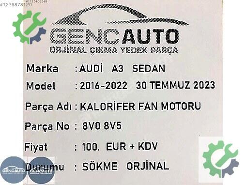 Audi A3 Kalorifer Rezistansı 8V08V5 çıkma parça