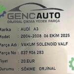 AUDİ A3 VAKUM SOLENOİD VALF SÖKME ORJİNAL 037906283