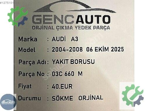 Audi A3 Yakıt Borusu 03C660 çıkma parça