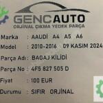 AUDİ A4 A5 A6 BAGAJ KİLİDİ SIFIR ORJİNAL 4F5827505D