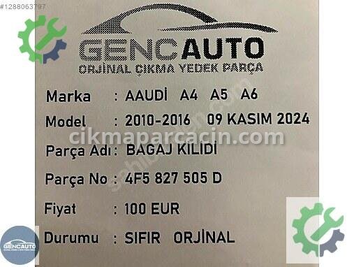 Audi A5 Bagaj Kilidi 4F5827505D çıkma parça