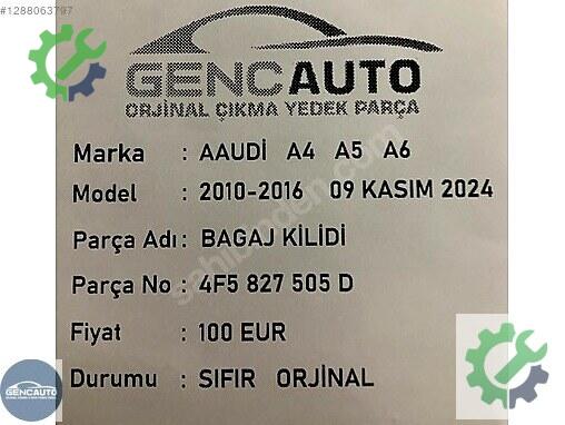 Audi A5 Bagaj Kilidi 4F5827505D çıkma parça