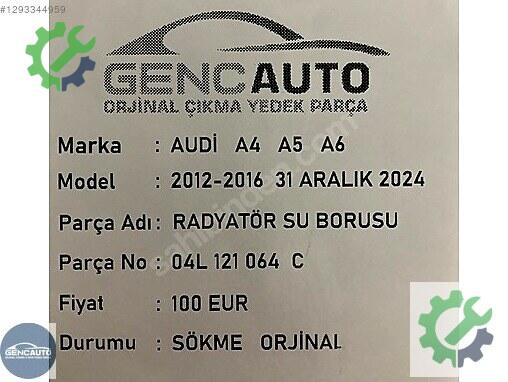 Audi A4 Su Borusu 04L121064C çıkma parça