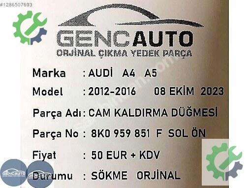Audi A4 Kontrol Düğmeleri 8K0959851 çıkma parça