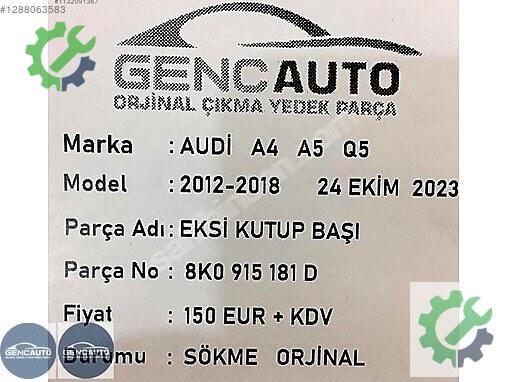 Audi A5 Akü 8K0915181 çıkma parça