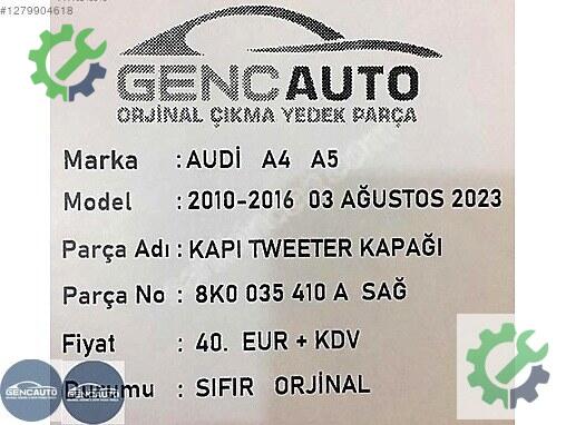 Diğer Kapı 8K0035409 çıkma parça