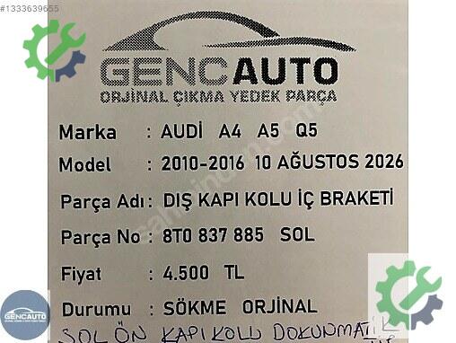 Audi A5 Dış Kapı Kolu 8T0837885 çıkma parça