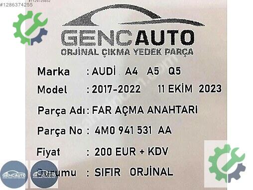 Audi A4 Far Anahtarı 4M0941531 çıkma parça