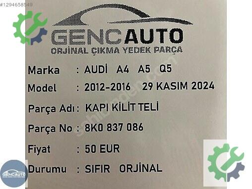 Audi A4 Kapı (Arka Sağ) 8K0837086 çıkma parça