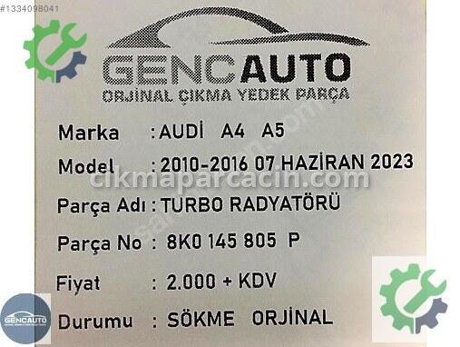 Audi A5 Radyatör 8K0145805 çıkma parça