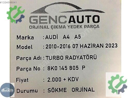 Audi A5 Radyatör 8K0145805 çıkma parça