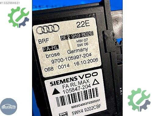 Audi A4 Cam Kaldırma Motoru 8E2959802 çıkma parça