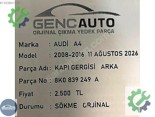 Audi A4 Kapı Gergisi 8K08839249 çıkma parça