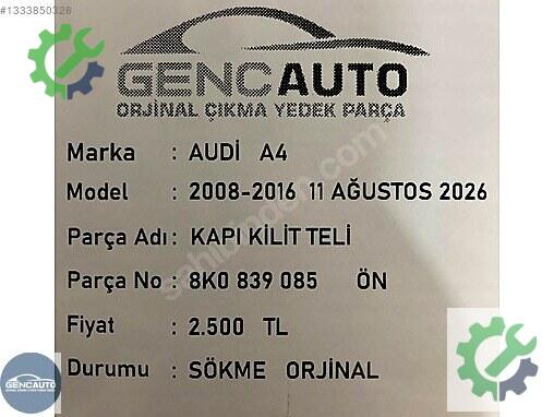 Audi A4 Kapı (Arka Sağ) 8K0839085 çıkma parça
