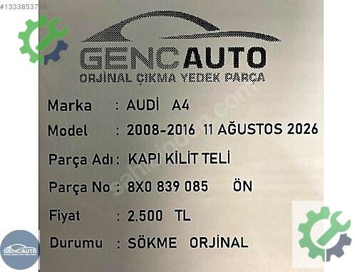 Audi A4 Kapı (Arka Sağ) 8X0839085 çıkma parça