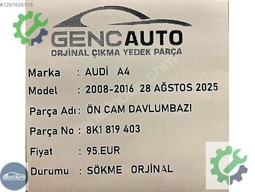 Audi A4 Ön Davlumbaz 8K1819403 çıkma parça