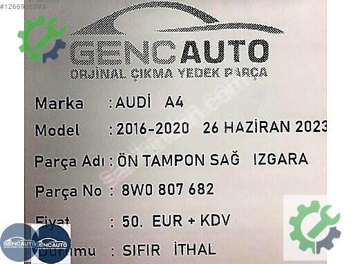 Audi A4 Panjur 8W0807682 çıkma parça