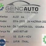 AUDİ A4 ÖN TAMPON SOL IZGARA KROMLU SIFIR İTHAL OEM 8W0807681