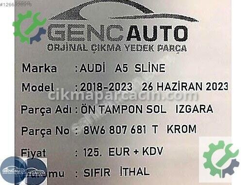 Audi A5 Panjur 8W6807681 çıkma parça