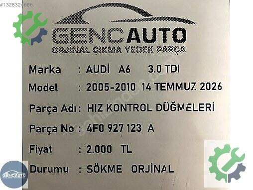 Audi A6 Kontrol Düğmeleri 4F0927123A çıkma parça
