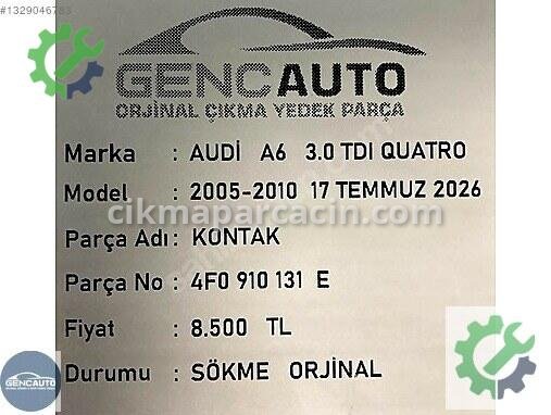 Audi A6 Kontak Seti 4F0910131 çıkma parça