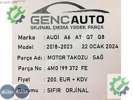 Audi A6 Motor Takozu 4M0199372 çıkma parça