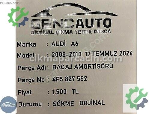 Audi A6 Bagaj Amortisörü 4F5827552 çıkma parça
