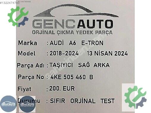 Audi A6 Arka Taşıyıcı 4KE505460 çıkma parça