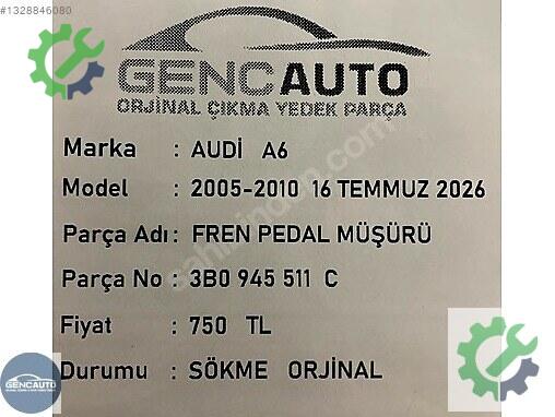 Audi A6 Fren Ana Merkezi 3B0945511 çıkma parça