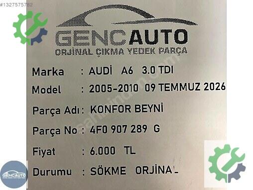 Audi A6 Konfor Beyni 4F0907289G çıkma parça