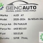 AUDİ A7 ÖN PANJUR SIFIR İTHAL 4K8853651