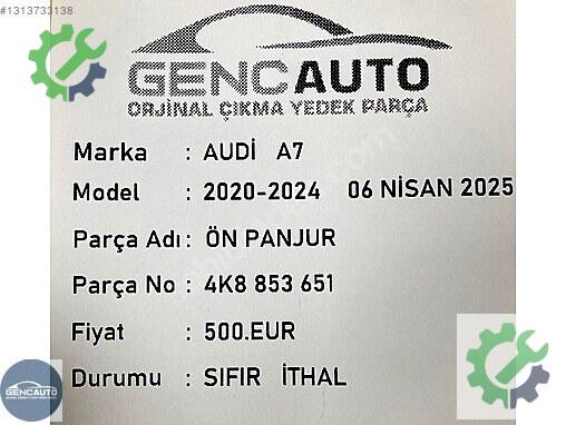Audi A7 Ön Panjur 4K8853651 çıkma parça