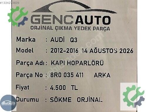 Alpin Arka Kapı 8R0035411 çıkma parça
