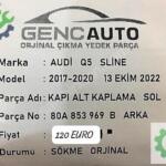 AUDİ Q5 SLİNE KAPI ALT KAPLAMA SÖKME ORJİNAL 80A853969B SOL ARKA