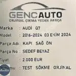 AUDİ Q7 KAPI SÖKME ORJİNAL SEDEF BEYAZ SOL SAĞ ÖN