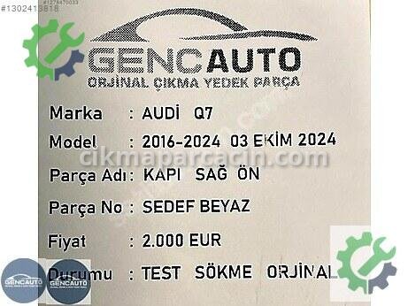 Audi Q7 Ön Kapı çıkma parça