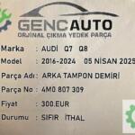 AUDİ Q7 Q8 ARKA TAMPON DEMİRİ SIFIR İTHAL 4M0807309