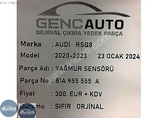 Diğer Yağmur Sensörü 81A955555 çıkma parça