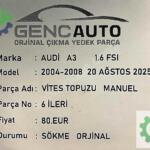 AUDİ VİTES TOPUZU MANUEL SÖKME ORJ OEM 8P0