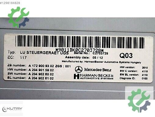 Mercedes-Benz E Beyin 1729009302 çıkma parça